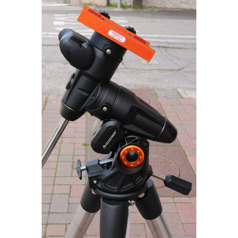 Geoptik Adapter für Prismenklemme an Celestron AVX-Montierung