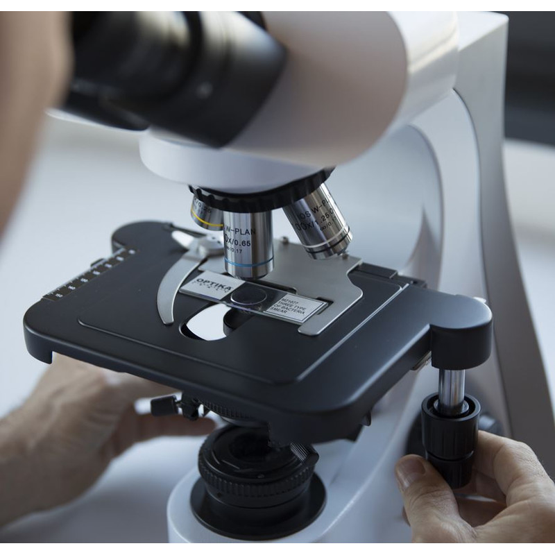 Microscope Optika B-510-2F, discussion, trino, 2-head (face-to-face), IOS W-PLAN, 40x-1000x, EU