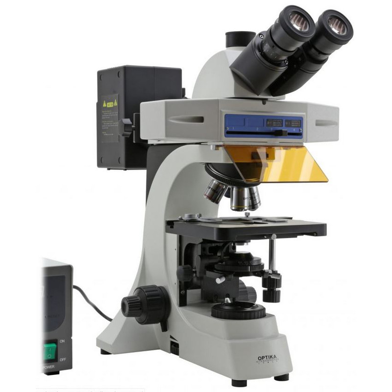 Optika Microscope B-510FL-SWIV, trino, FL-HBO, Filtre B&G, W-PLAN, IOS, 40x-400x, CH, IVD