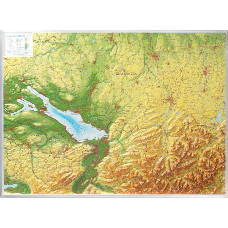 Carte régionale Georelief Allgäu Bodensee 3D Reliefkarte (77 x 57 cm)