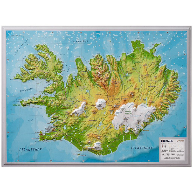 Georelief Landkarte Island (klein) 3D Reliefkarte
