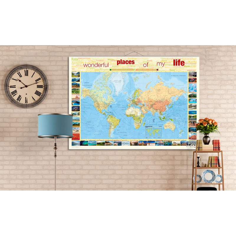 Mappemonde Bacher Verlag Carte du monde des voyages Places of my Life grande, y compris les Neoballs