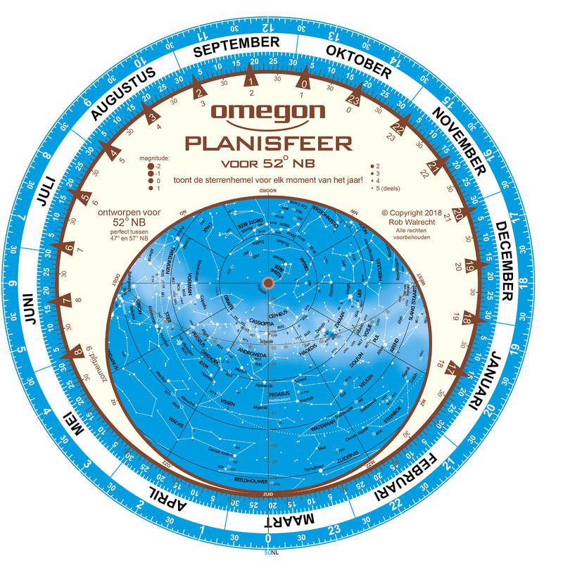 Omegon Sternkarte Planisphere 25cm / 52°