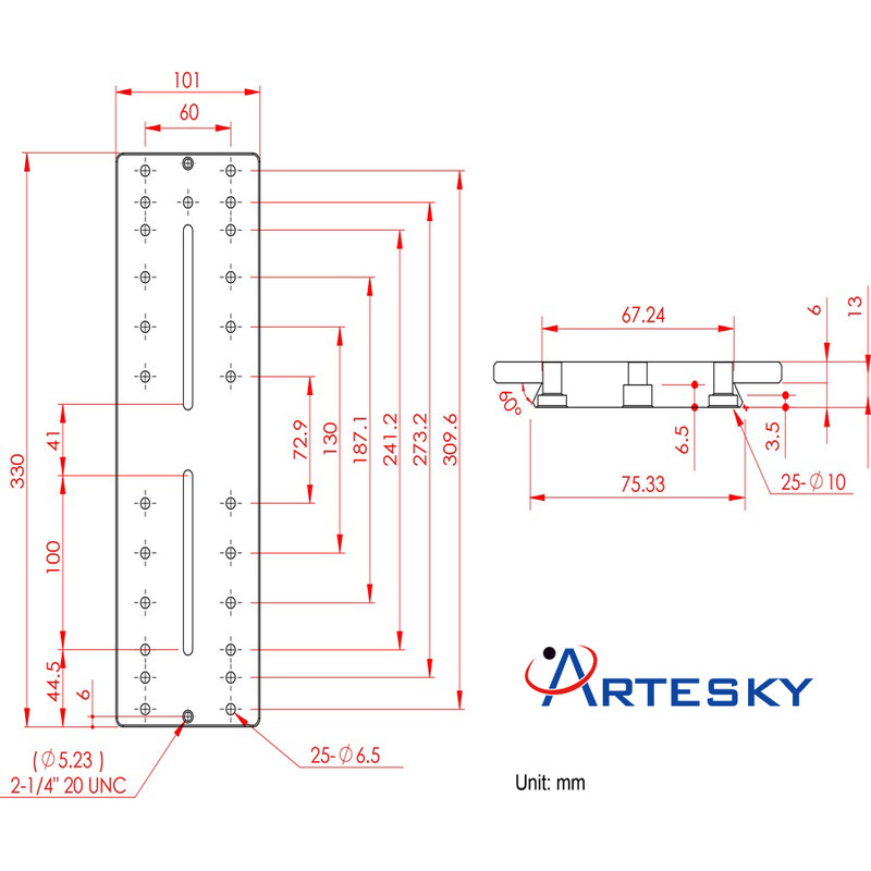 Artesky Platine de montage Losmandy-Style 330mm