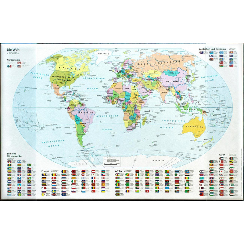 Idena Schreibunterlage Schreibtischunterlage Weltkarte mit Einstecktaschen