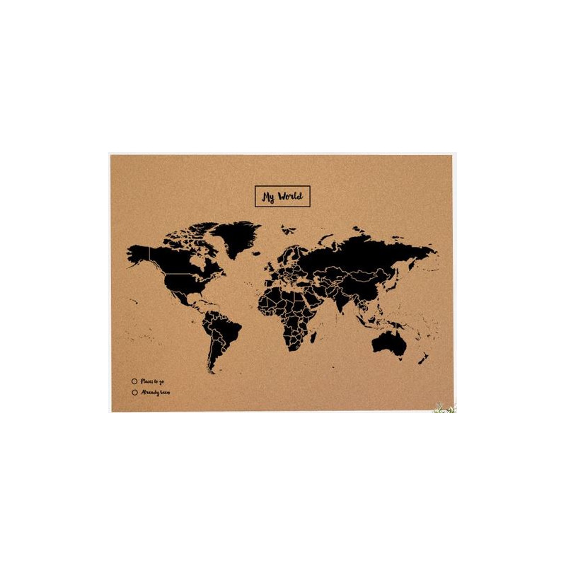 Mappemonde Miss Wood Woody Map Natural Cork XL black