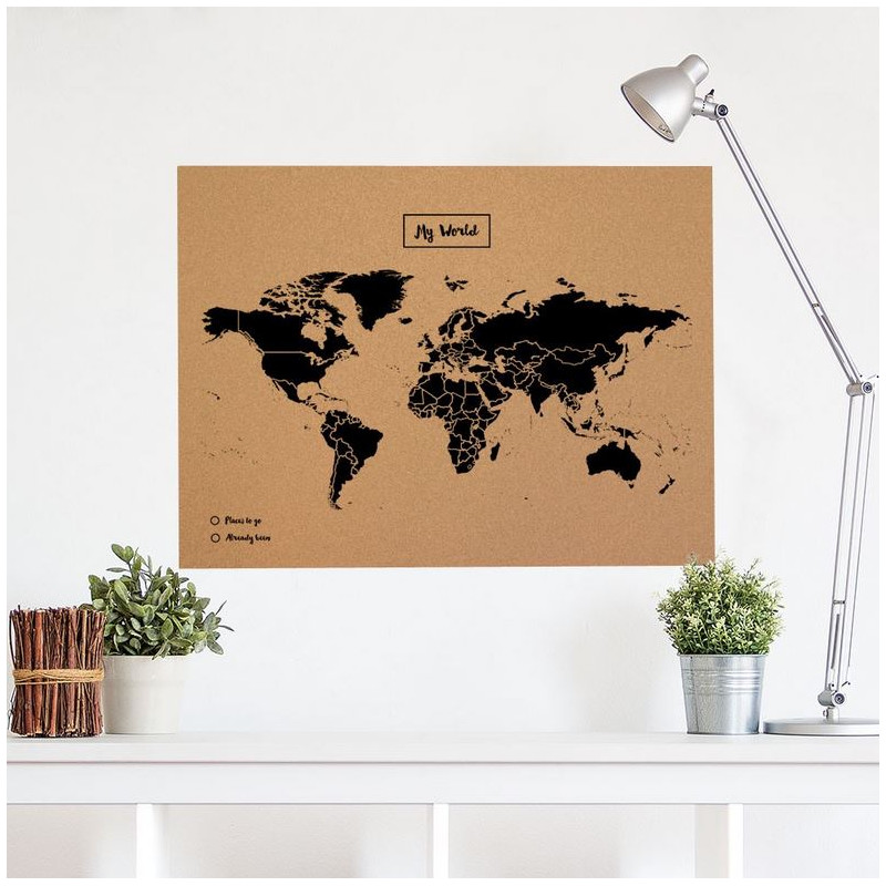 Mappemonde Miss Wood Woody Map Natural Cork XL black