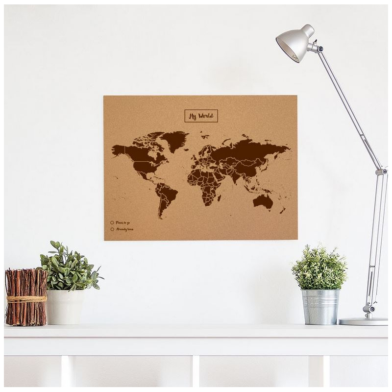 Mappemonde Miss Wood Woody Map Natural Cork L brown