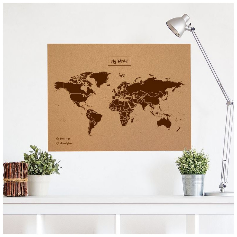 Mappemonde Miss Wood Woody Map Natural Cork XL brown