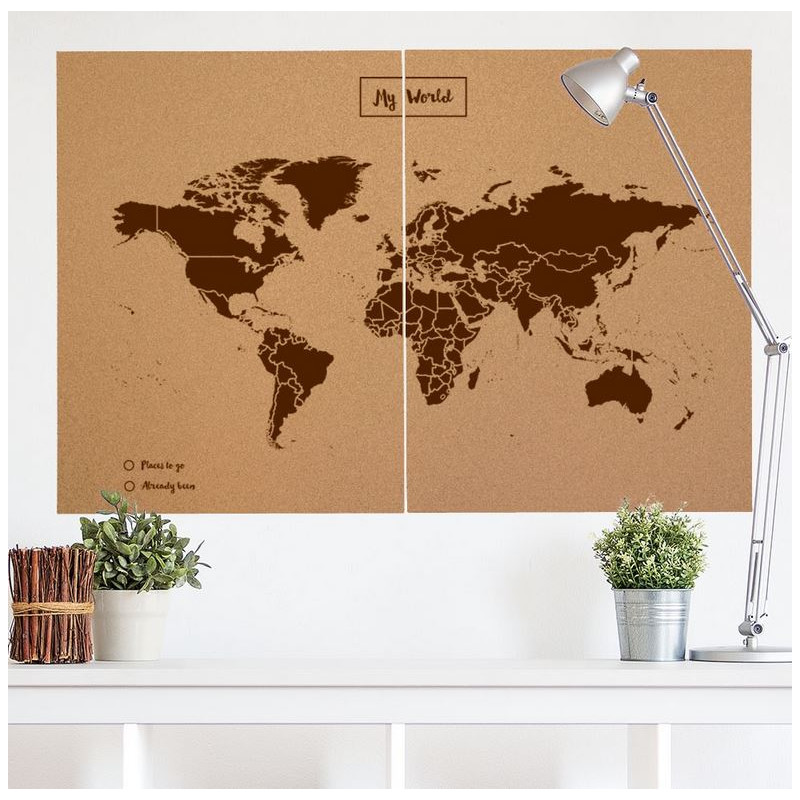 Mappemonde Miss Wood Woody Map Natural Cork XXL brown