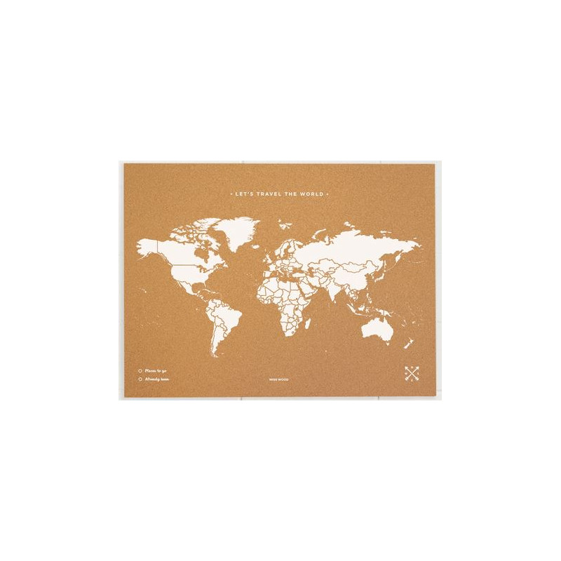 Mappemonde Miss Wood Woody Map Natural Cork XL white