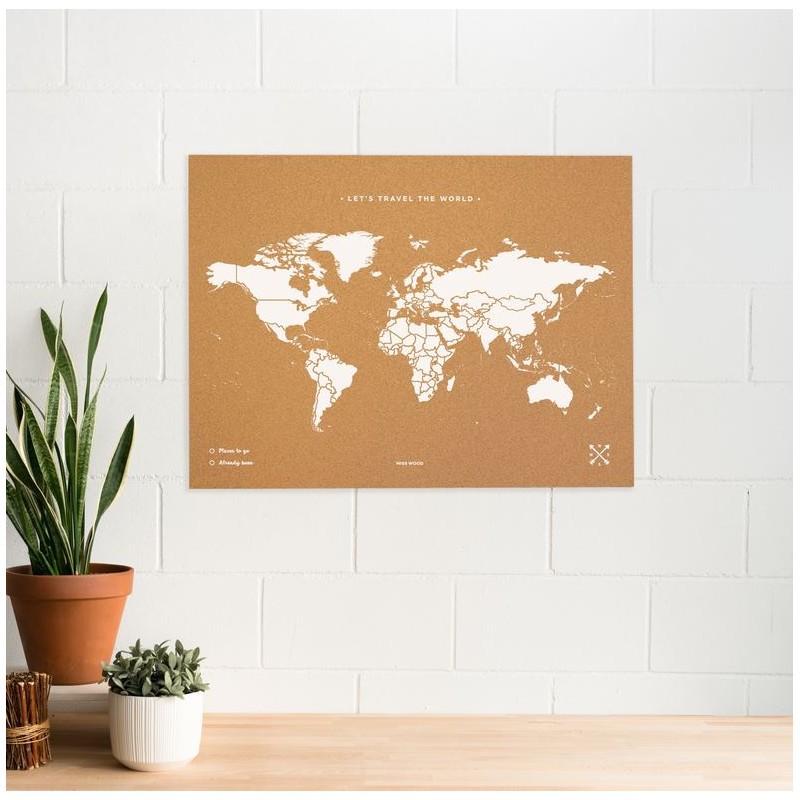 Mappemonde Miss Wood Woody Map Natural Cork XL white