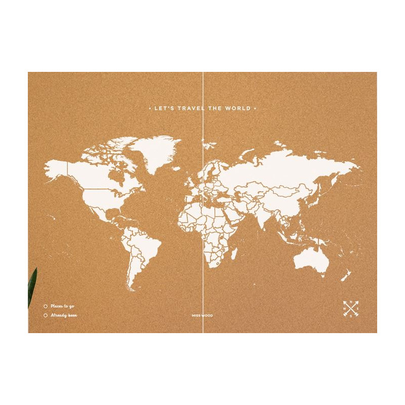 Mappemonde Miss Wood Woody Map Natural Cork XXL white