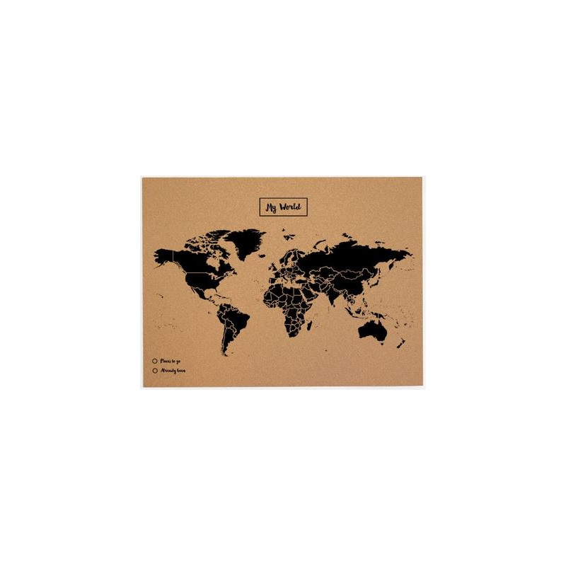 Mappemonde Miss Wood Woody Map Natural Cork L black