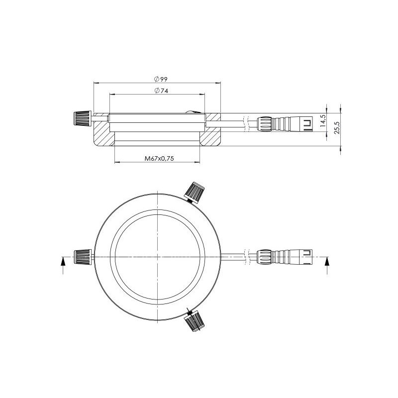 StarLight Opto-Electronics RL4-74-S4 G,  segment.,  grün (540 nm), Ø 74mm
