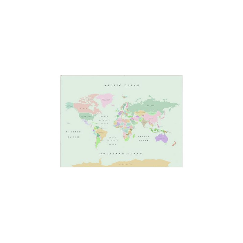 Mappemonde Miss Wood Woody Map Watercolor Retro L