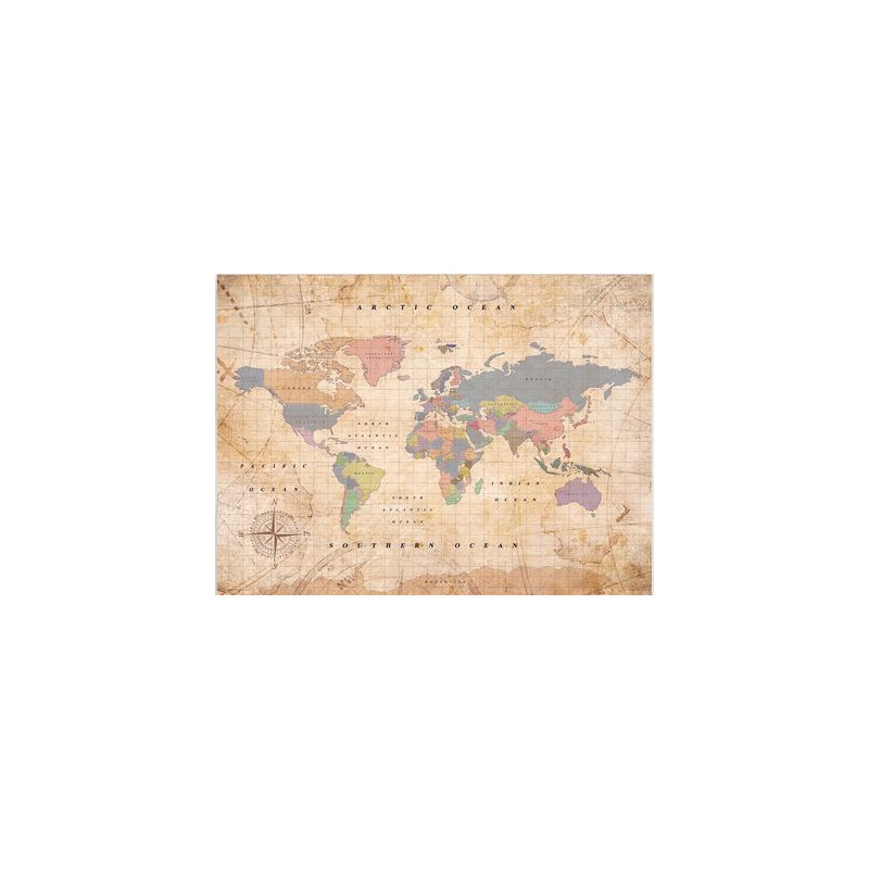 Mappemonde Miss Wood Woody Map Watercolor Old School L