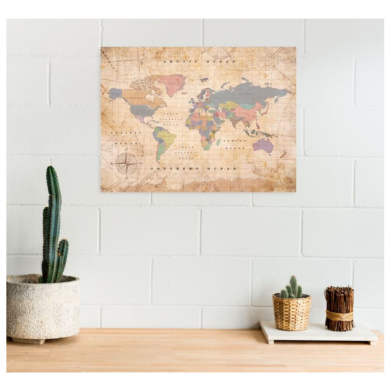 Mappemonde Miss Wood Woody Map Watercolor Old School L