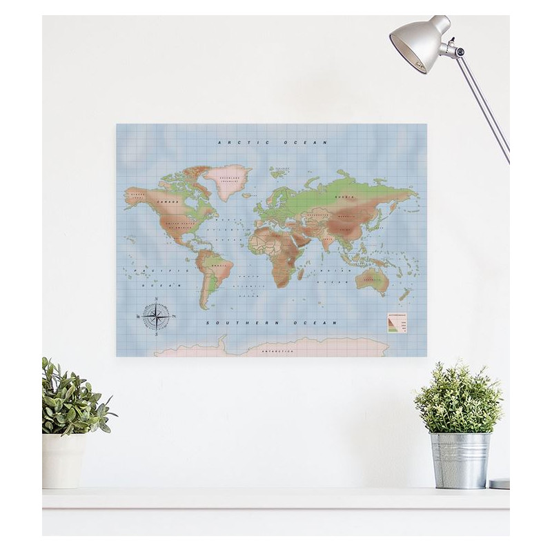 Mappemonde Miss Wood Woody Map Watercolor Physical L