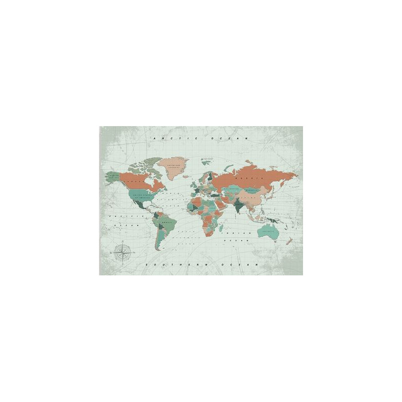 Mappemonde Miss Wood Woody Map Watercolor Terracotta L