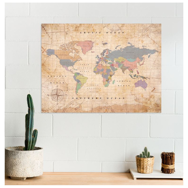 Mappemonde Miss Wood Woody Map Watercolor Old School XL