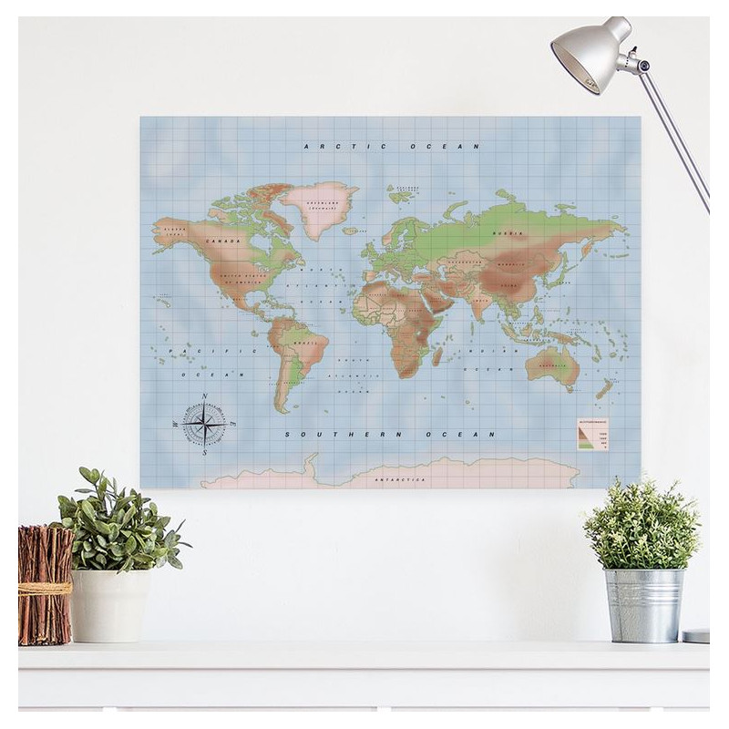 Miss Wood Weltkarte Woody Map Watercolor Physical XL