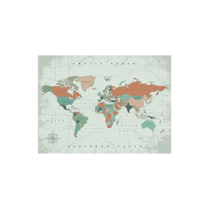 Mappemonde Miss Wood Woody Map Watercolor Terracotta XL