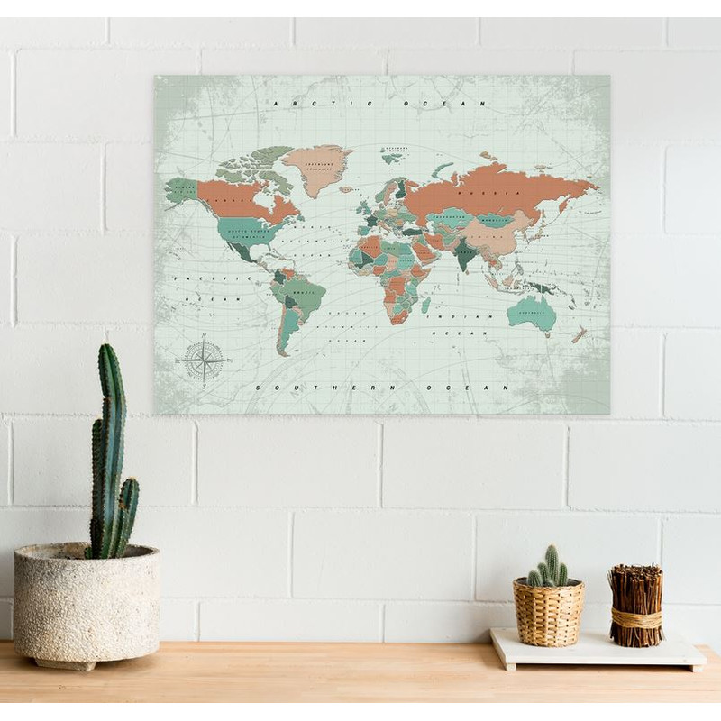 Mappemonde Miss Wood Woody Map Watercolor Terracotta XL