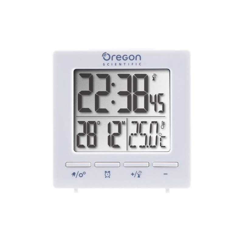 Station météo Oregon Scientific Réveil radio avec affichage de la température ambiante blanc
