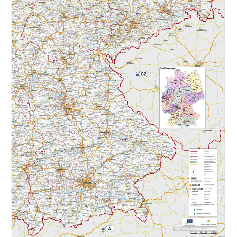 Carte géographique Stiefel Verkehrswegekarte Deutschland mit Metallleisten