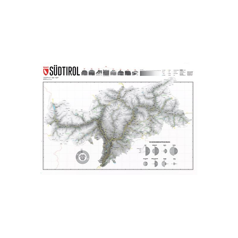 Marmota Maps Regional-Karte Südtirol Map Grey