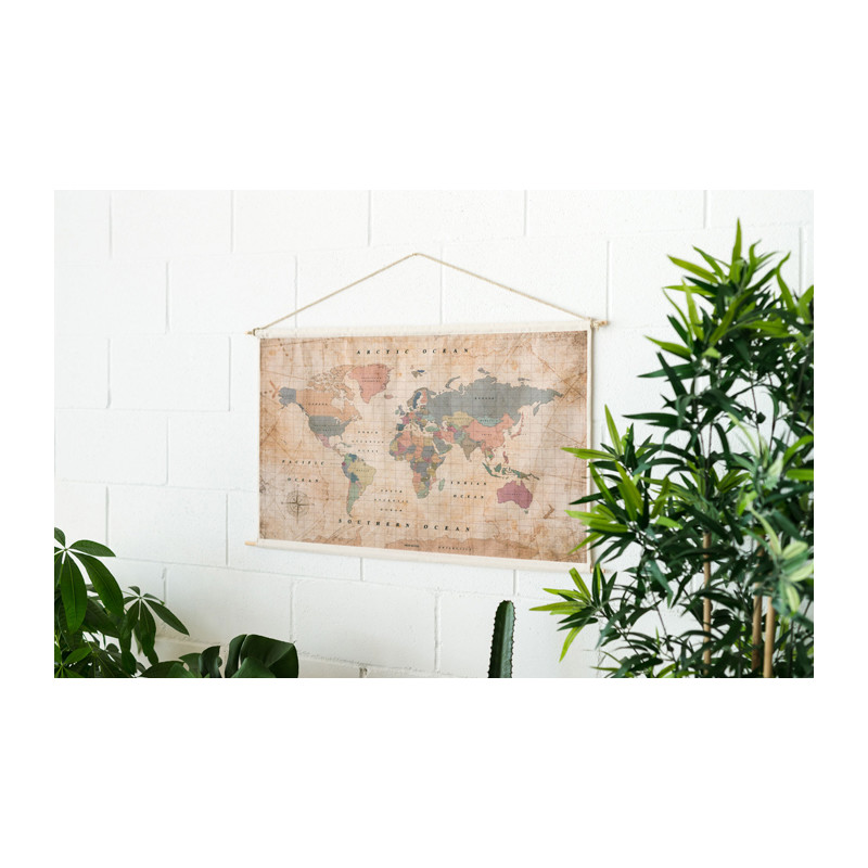 Mappemonde Miss Wood Woody Cotton Map Oldschool