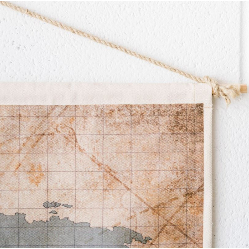 Mappemonde Miss Wood Woody Cotton Map Oldschool