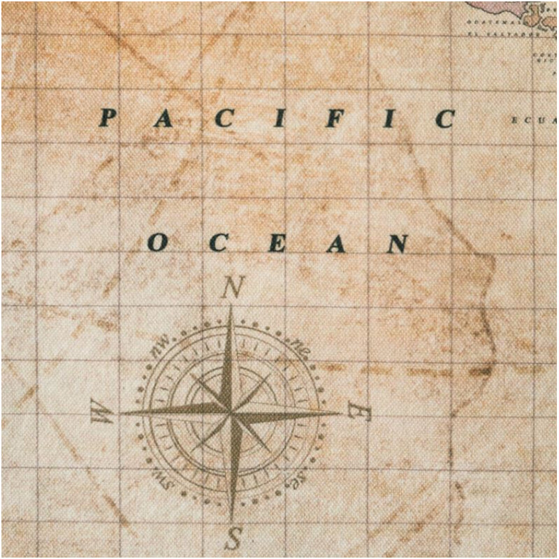 Mappemonde Miss Wood Woody Cotton Map Oldschool