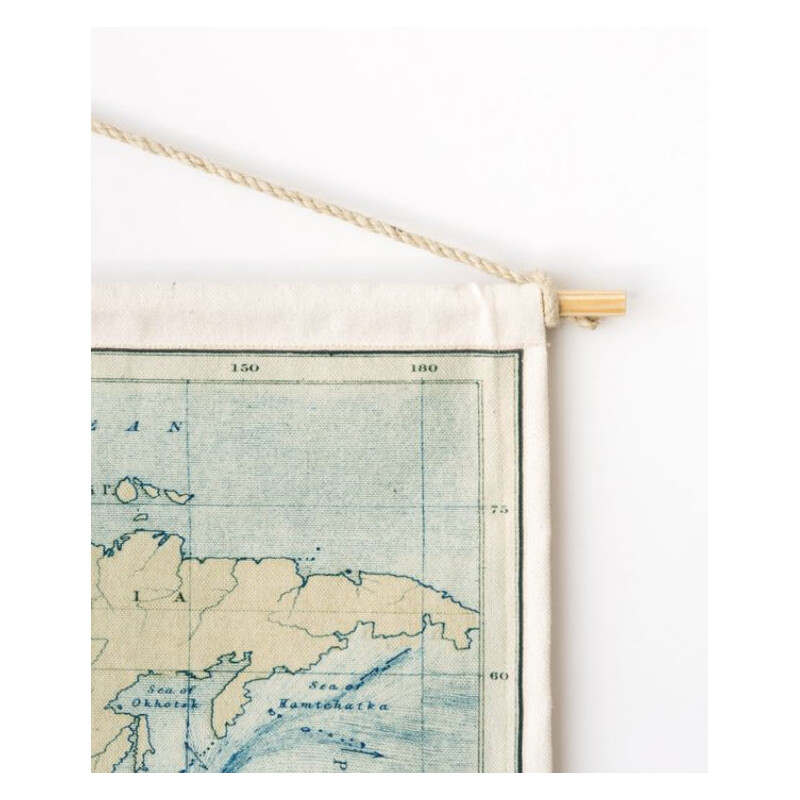 Mappemonde Miss Wood Woody Cotton Map Oceans