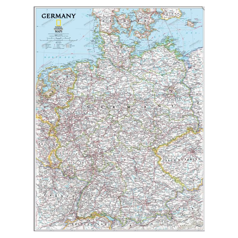 National Geographic Carte d'Allemagne tableau d'affichage encadré (argenté)