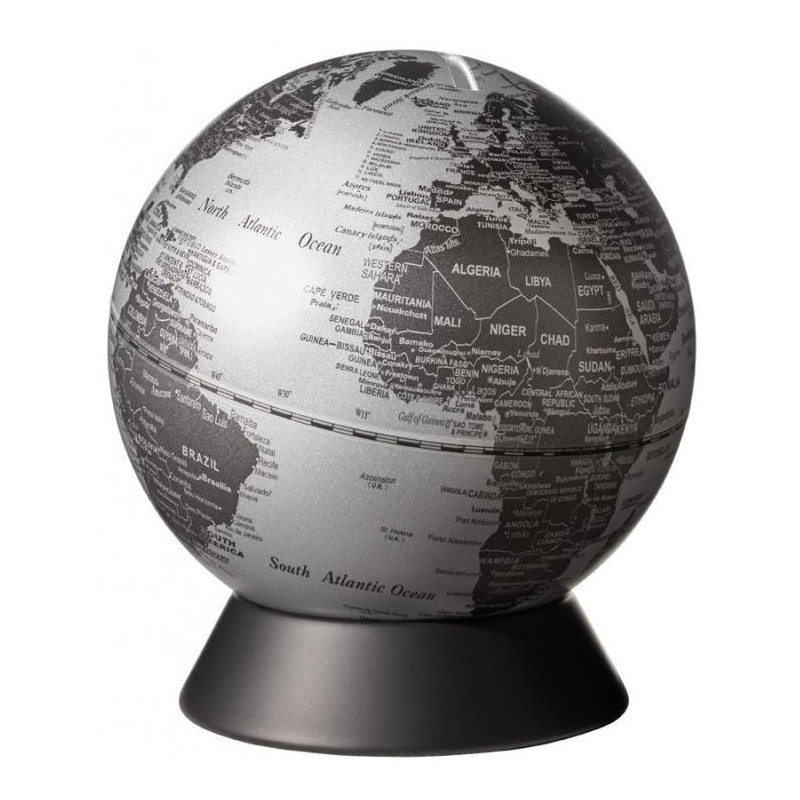TROIKA Globus Spardose Orion Matt Silver 14cm