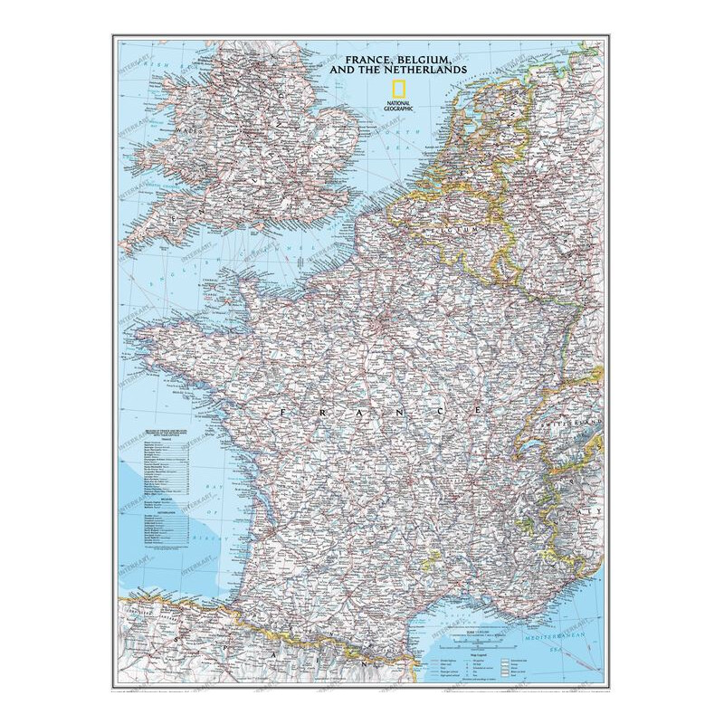 Carte géographique National Geographic France Tableau d'affichage encadré (argenté)