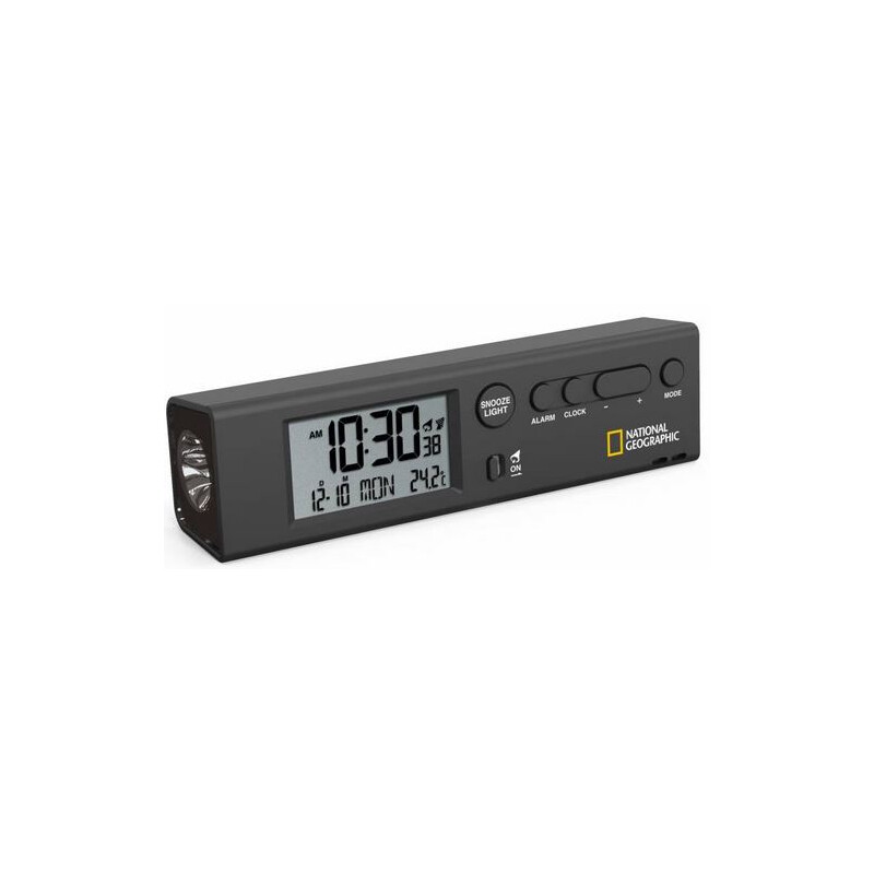 National Geographic Uhr Funk-Weltzeitwecker mit Thermometer und Taschenlampe