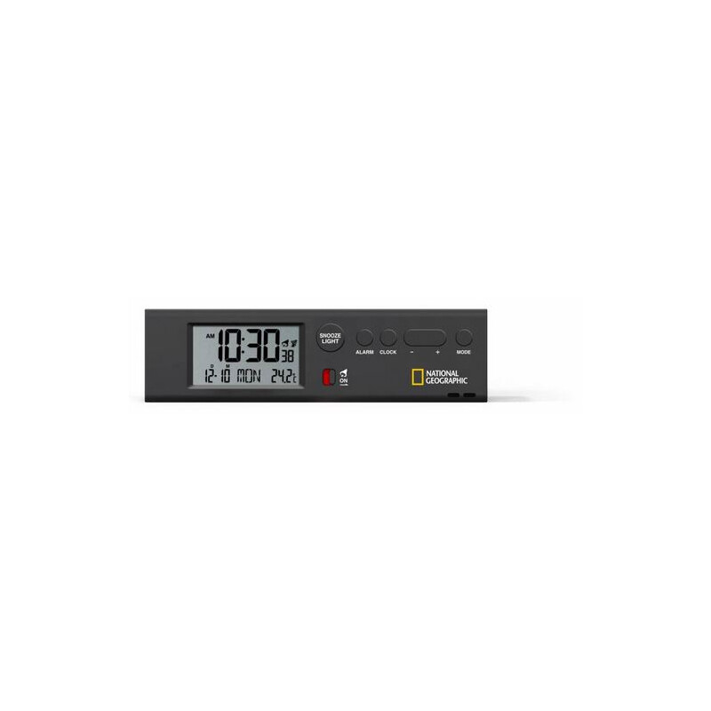 National Geographic Uhr Funk-Weltzeitwecker mit Thermometer und Taschenlampe