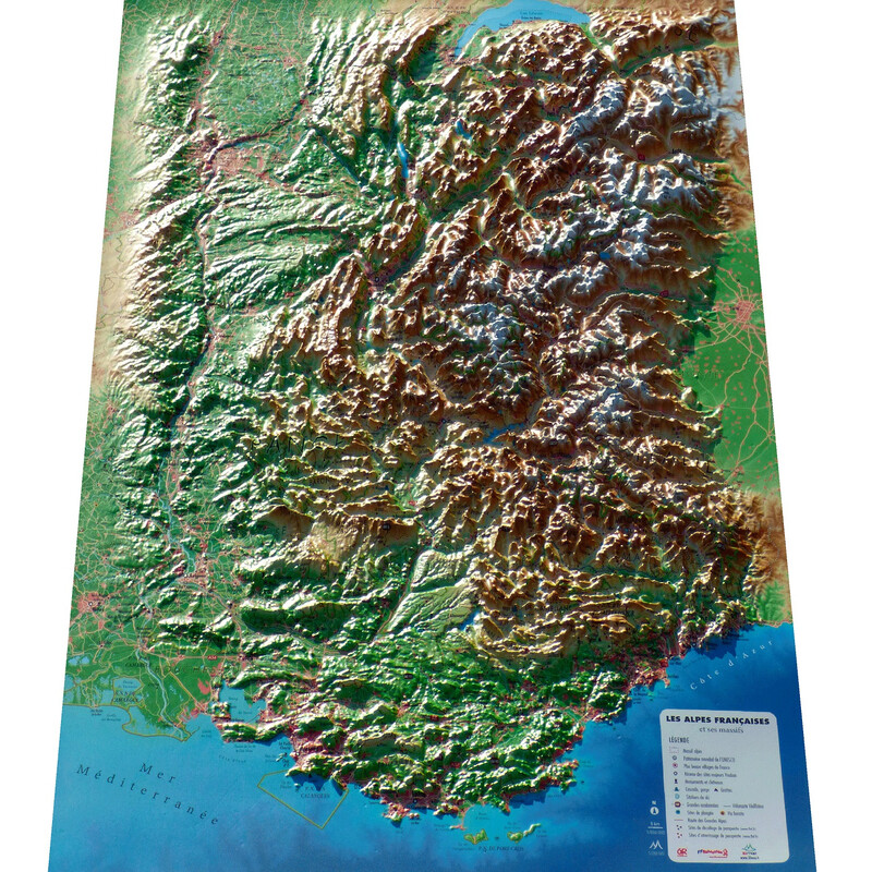 Carte régionale 3Dmap Les Alpes Françaises et ses massifs alpins