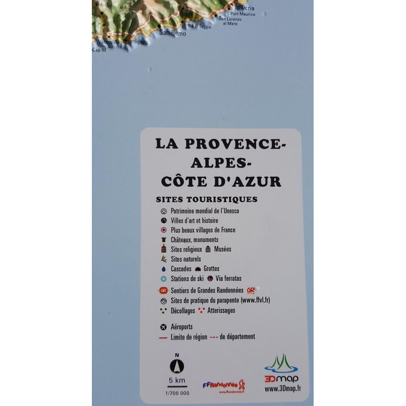 Carte régionale 3Dmap La Provence-Alpes-Cotes d'Azur