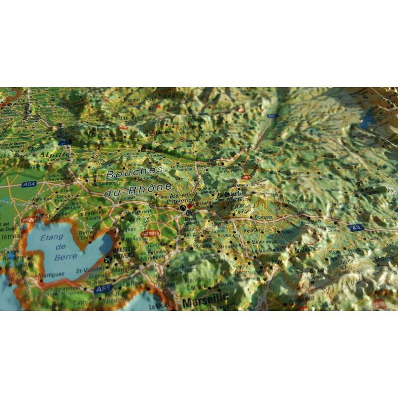 Carte régionale 3Dmap La Provence-Alpes-Cotes d'Azur