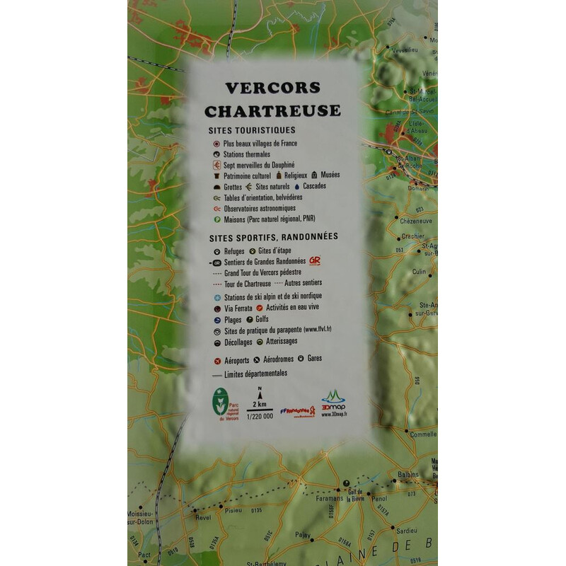 Carte régionale 3Dmap Vercors-Chartreuse