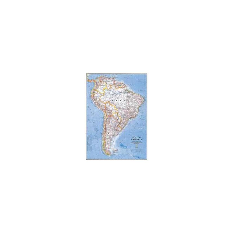 National Geographic Carte de continent sud Amérique, politiquement grandement