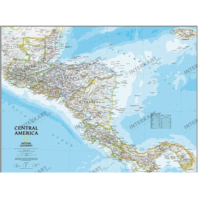 National Geographic Regional-Karte Mittelamerika