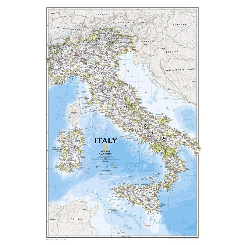 Carte géographique National Geographic Italie