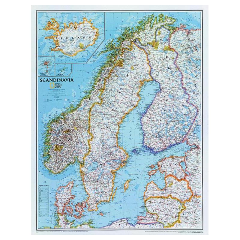 Carte régionale National Geographic Scandinavie