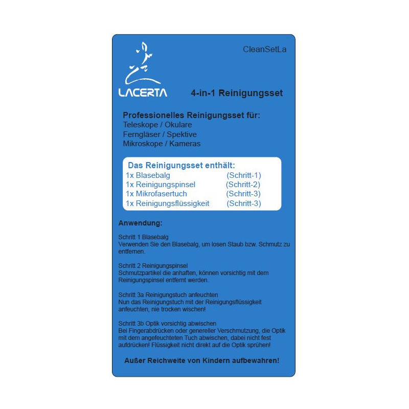 Lacerta Kit de nettoyage pour les optiques