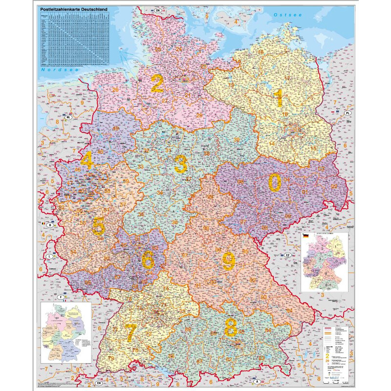 Carte géographique Stiefel PLZ-Karte Allemagne de l'ouest